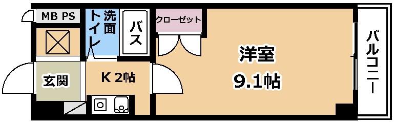 BEL PALAZZO(1K/3階)の間取り写真