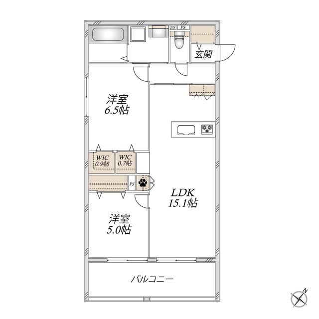 EMINENCE イースト(2LDK/2階)の間取り写真