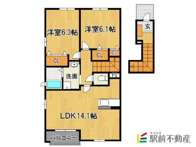 フローリア漣 4号館(2LDK/2階)の間取り写真