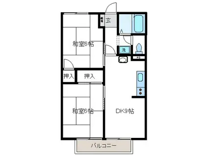 沼田ハイツ(2DK/1階)の間取り写真