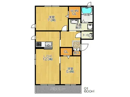 パルク・ブリーゼ(2LDK/2階)の間取り写真