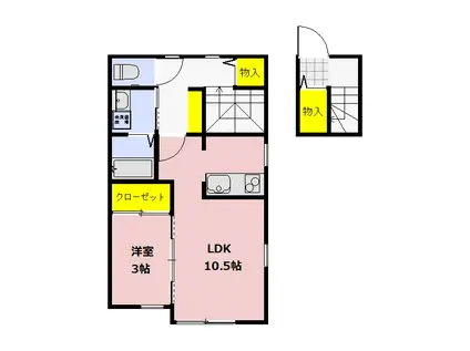 ピュアリィ早稲町(1LDK/2階)の間取り写真