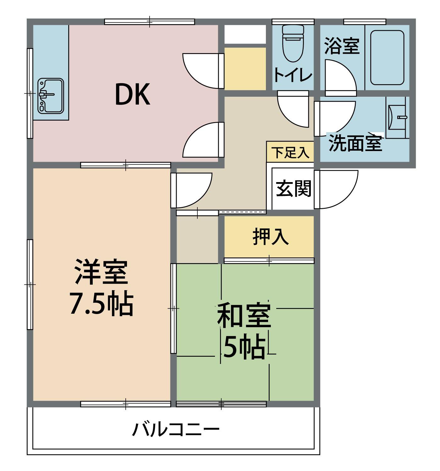 軽井沢パル B棟(2DK/2階)の間取り写真