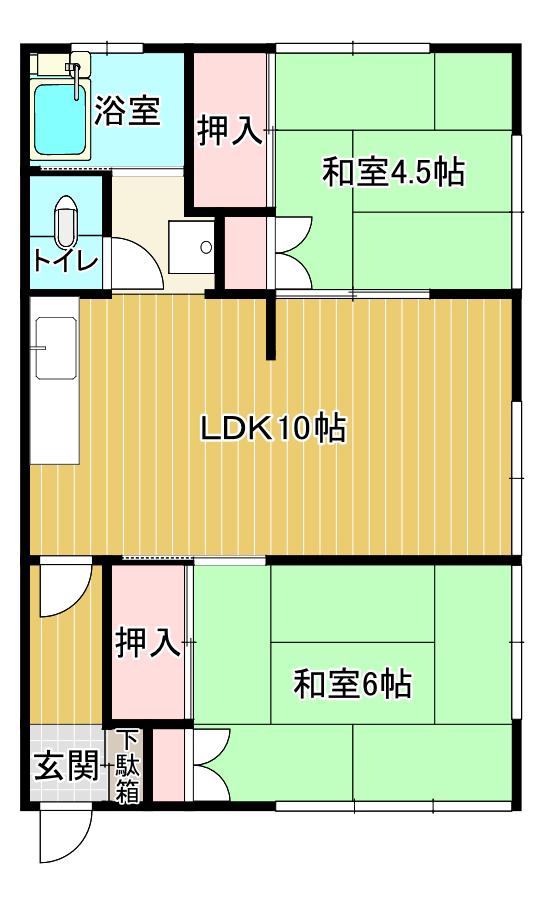 野坂コーポラス(2LDK/1階)の間取り写真