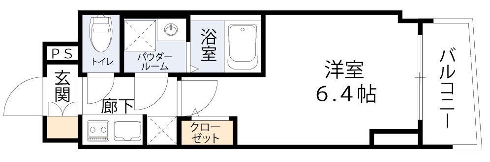 S-RESIDENCE福島玉川TRES(1K/12階)の間取り写真