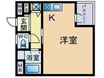 Mビル(ワンルーム/3階)の間取り写真
