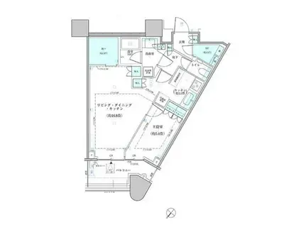 パークタワー勝どきサウス(1LDK/48階)の間取り写真