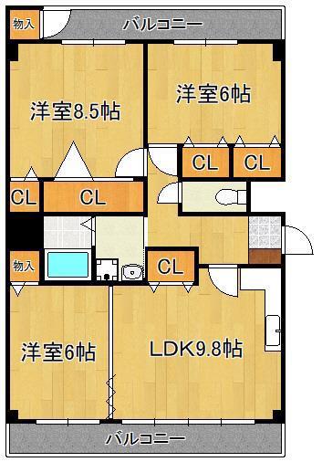 医生ヶ丘エストリル(3LDK/3階)の間取り写真