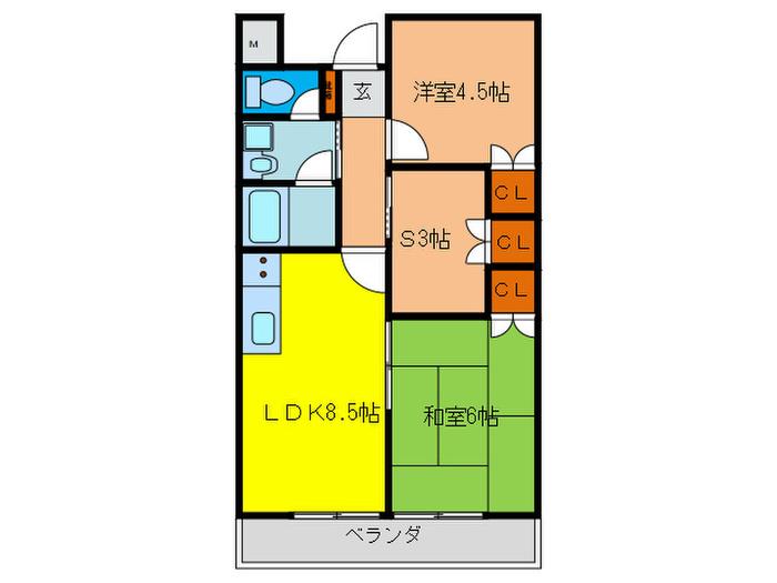ハイツ竹田(2SLDK/3階)の間取り写真