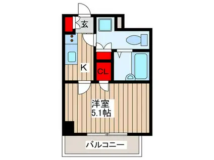 CLAREGRACE松戸(1K/5階)の間取り写真