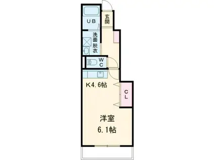 ランプラセレーネ(ワンルーム/1階)の間取り写真