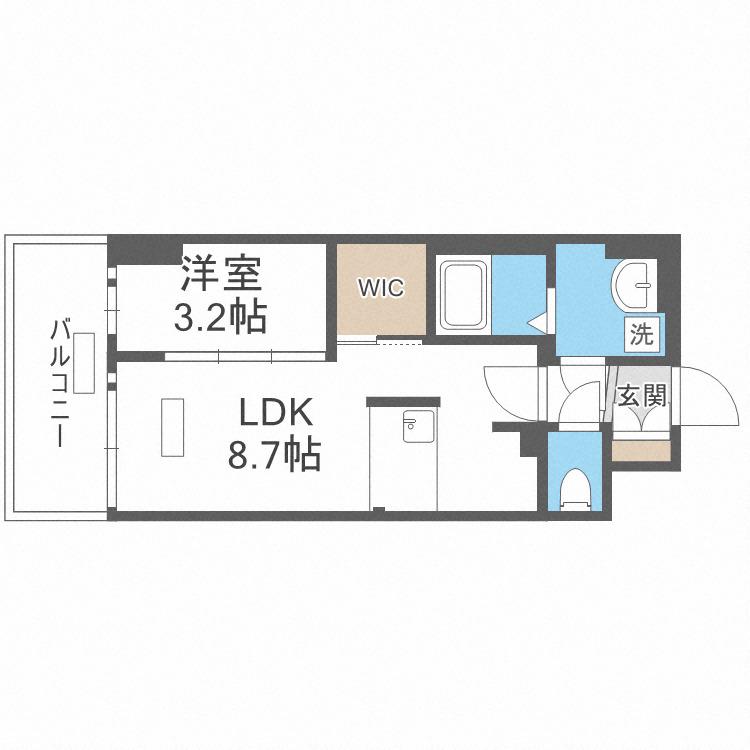 プレサンス桜ノ宮イーサリアル(1LDK/5階)の間取り写真