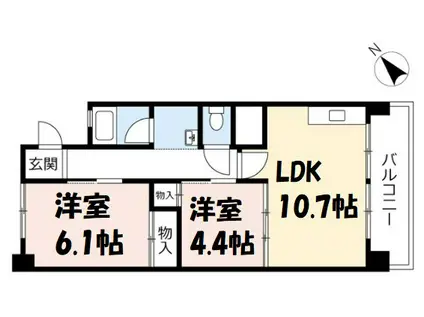 地下鉄上飯田線 上飯田駅 徒歩7分 14階建 築50年(2LDK/10階)の間取り写真