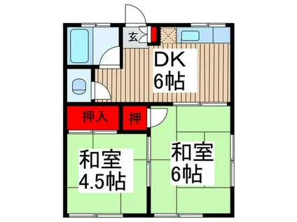 荒井ハイツ(2DK/2階)の間取り写真