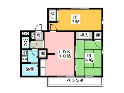 プリムローズA棟(2LDK/2階)の間取り写真