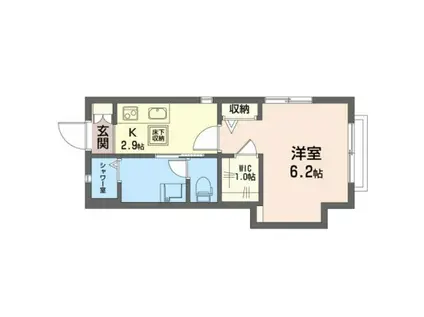 パークハイツ(1K/1階)の間取り写真