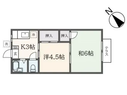 メゾン矢部(2K/1階)の間取り写真