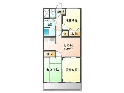 HAPPY EREA BISKET倶楽部(3LDK/5階)の間取り写真