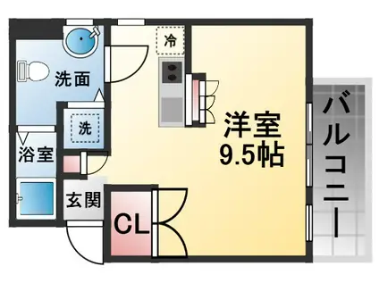 ヴィラリックス(ワンルーム/2階)の間取り写真