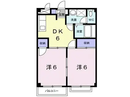 グリーンハイム(2DK/1階)の間取り写真