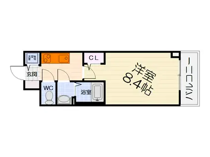 S-RESIDENCE堺浜寺AXIAL(1K/2階)の間取り写真