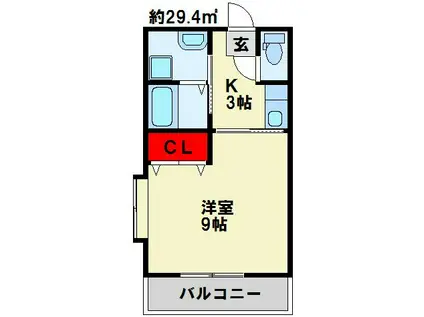 COCOメゾン(1K/5階)の間取り写真