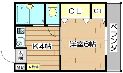 アンフィニィ松ヶ丘(1DK/5階)の間取り写真