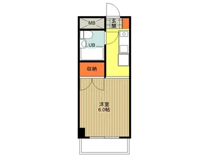 パラドール散田(1K/4階)の間取り写真