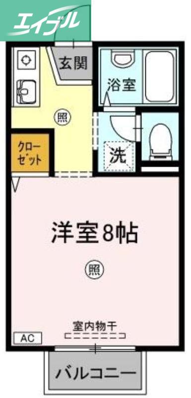 レジデンス高柳A棟(ワンルーム/2階)の間取り写真