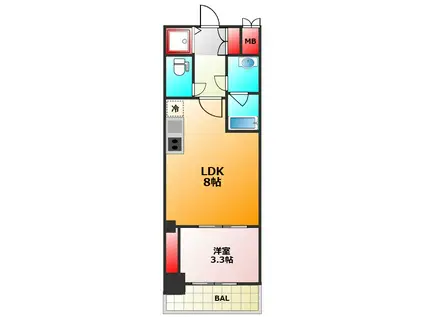 フロンティアタワー九条III(1LDK/6階)の間取り写真