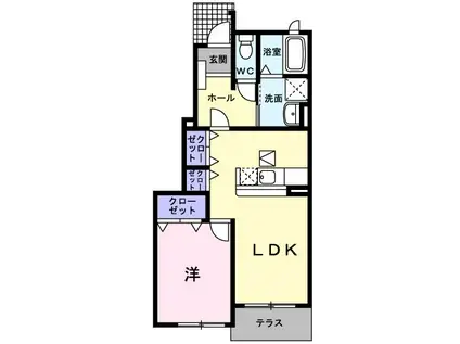 ラシーヌ大刀洗弐番館(1LDK/1階)の間取り写真