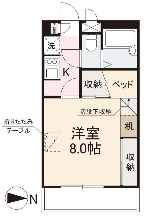 E-CUBE木太(1K/1階)の間取り写真