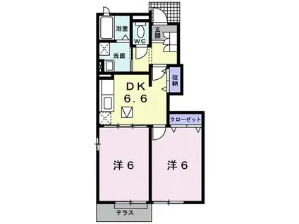 ロンR・ビフレストB(2DK/1階)の間取り写真