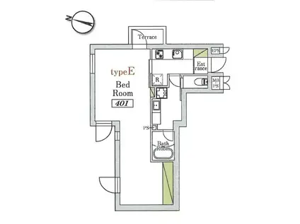 N FLAT エヌフラット(1K/4階)の間取り写真
