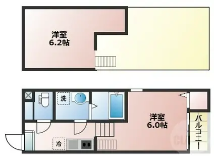 ハーモニーテラス加島(ワンルーム/2階)の間取り写真