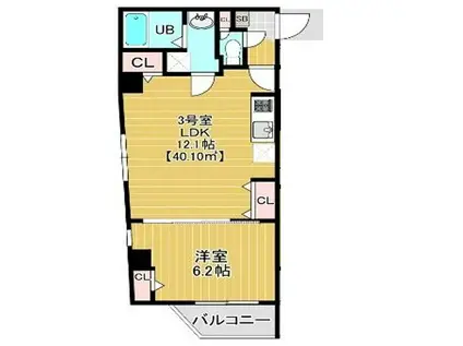 COURTYARD ASAKUSAコートヤード アサクサ(1LDK/6階)の間取り写真