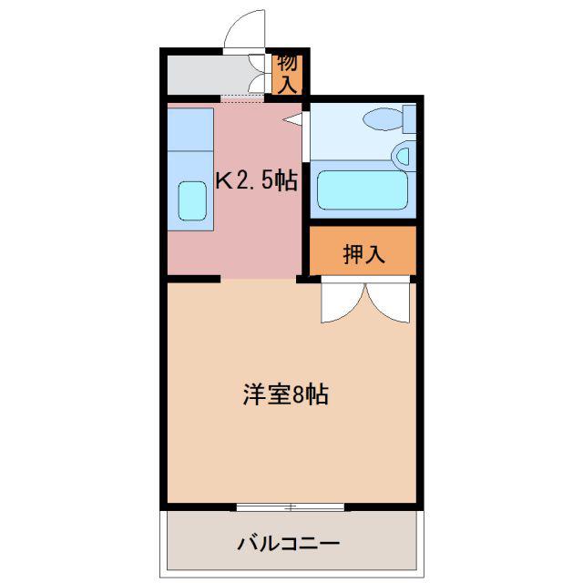 第二ビューハイツ兄山(1K/7階)の間取り写真