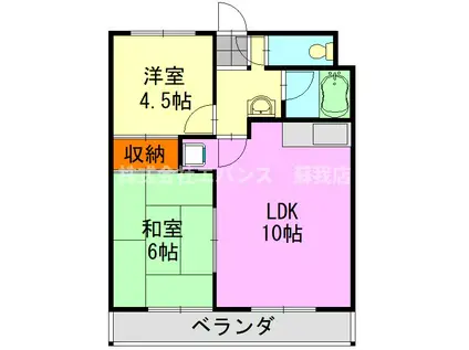 エステートマンション(2LDK/3階)の間取り写真