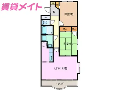 CIパレス(2LDK/1階)の間取り写真