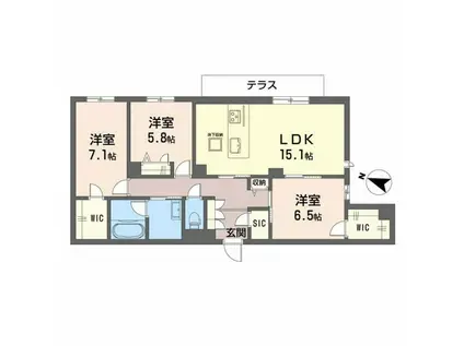 シャーメゾン フェアリーステージ(3LDK/1階)の間取り写真
