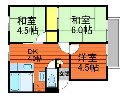 UMINAコーポ(3DK/2階)の間取り写真
