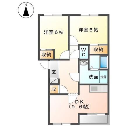 マルベリーズ参番館(2DK/2階)の間取り写真
