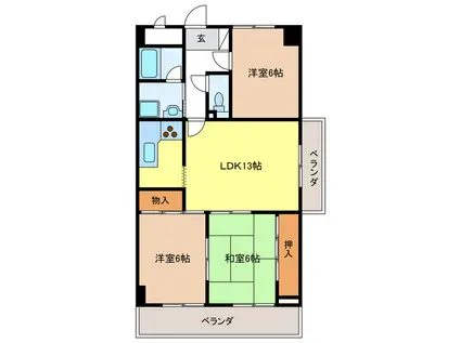 スクエア25(3LDK/1階)の間取り写真