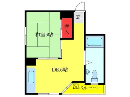 ニュー旭マンション(1DK/3階)の間取り写真