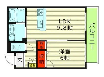 ヴィアソーレ鶴見(1LDK/1階)の間取り写真