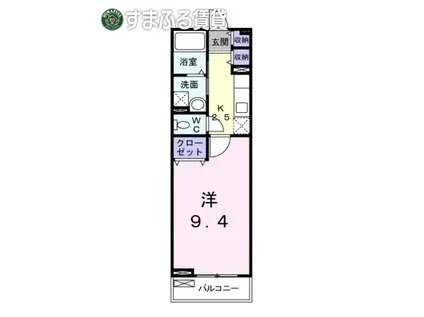 セブンローズB(1K/2階)の間取り写真