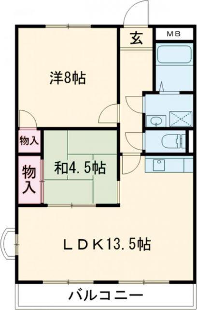 メゾン・ボヌール(2LDK/2階)の間取り写真