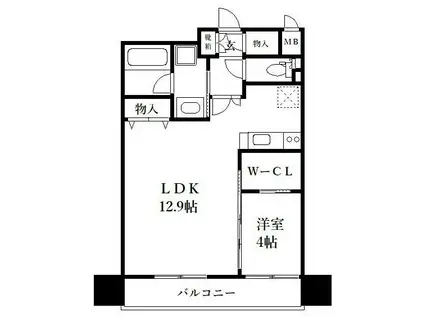 ネストピア博多グランドステージII(1LDK/10階)の間取り写真