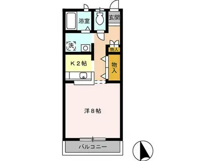 キャビンエンデバー(ワンルーム/2階)の間取り写真