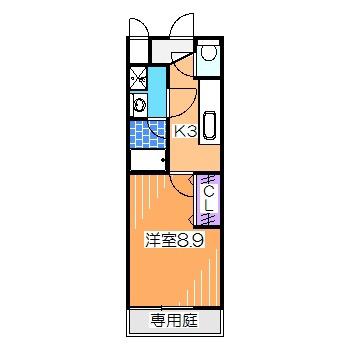 フジパレス初芝イースト(1K/1階)の間取り写真